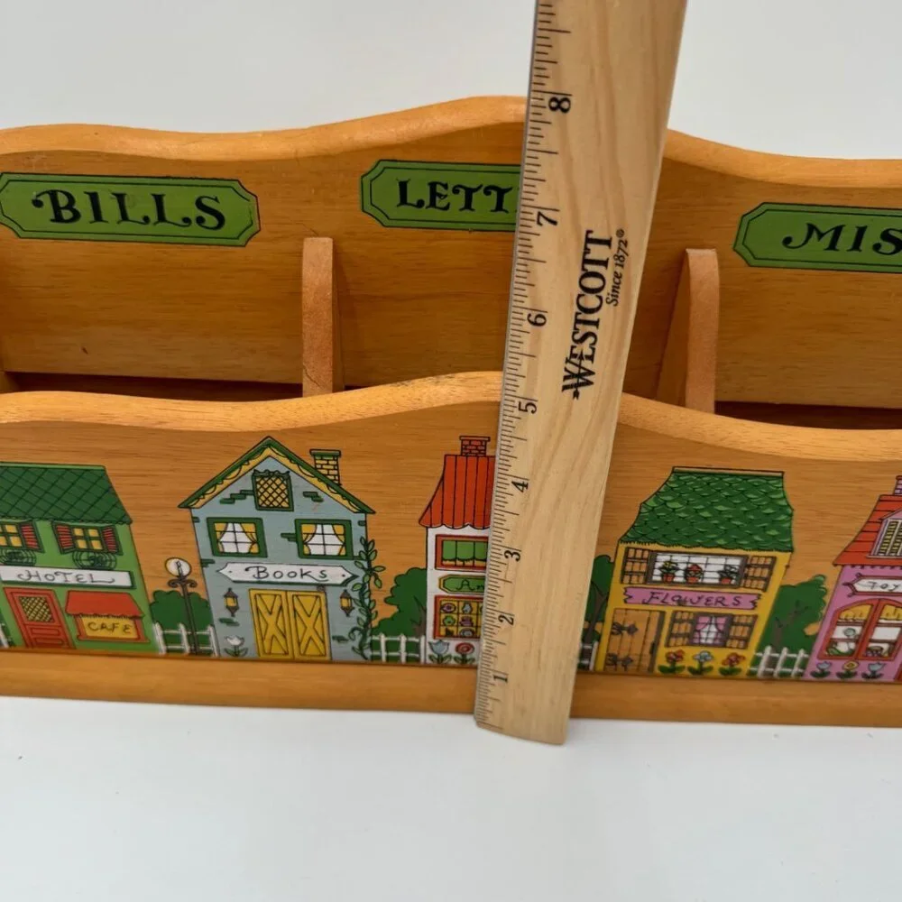 Vintage Wooden  Wall Hanging Letter Holder kitsch kitchen office